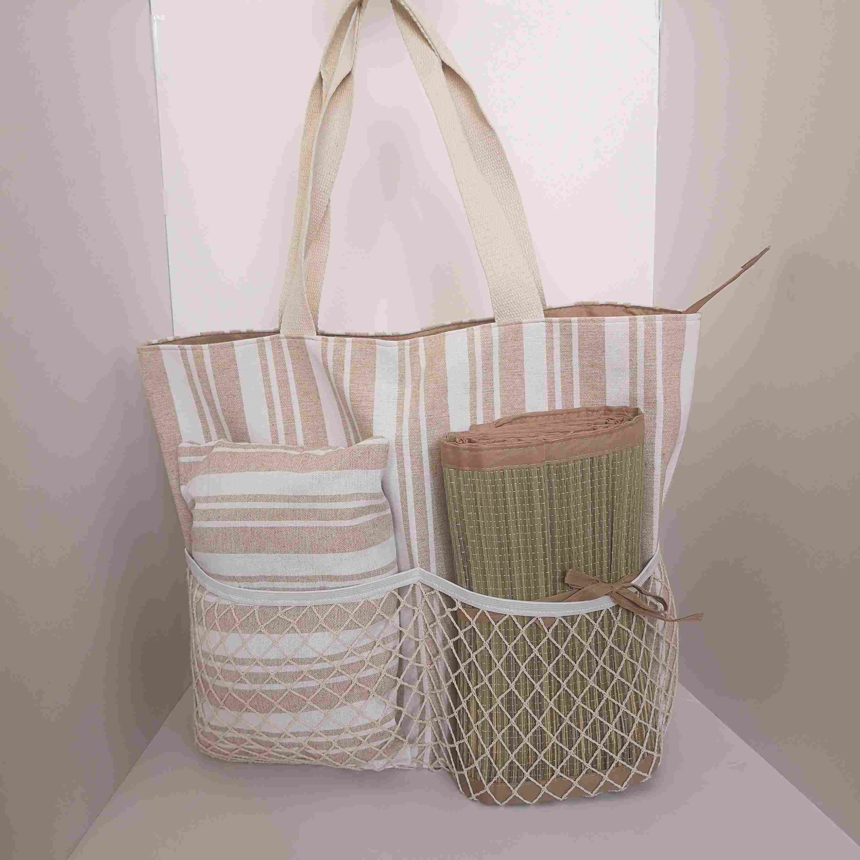 Bolsa de Playa XL con Esterilla y Cojín Integrados | Bolsa Tote de Verano con Cremallera