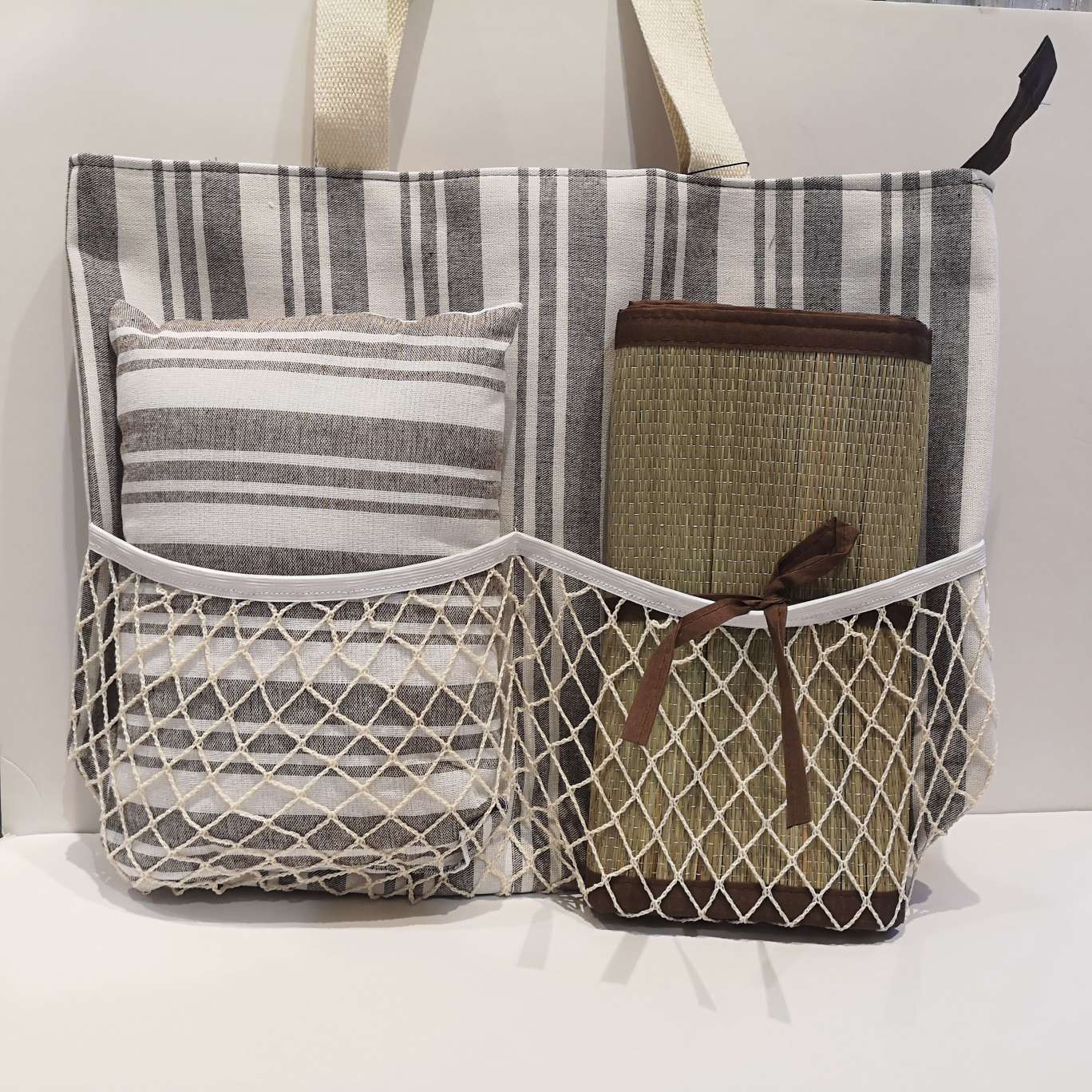 Bolsa de Playa XL con Esterilla y Cojín Integrados | Bolsa Tote de Verano con Cremallera