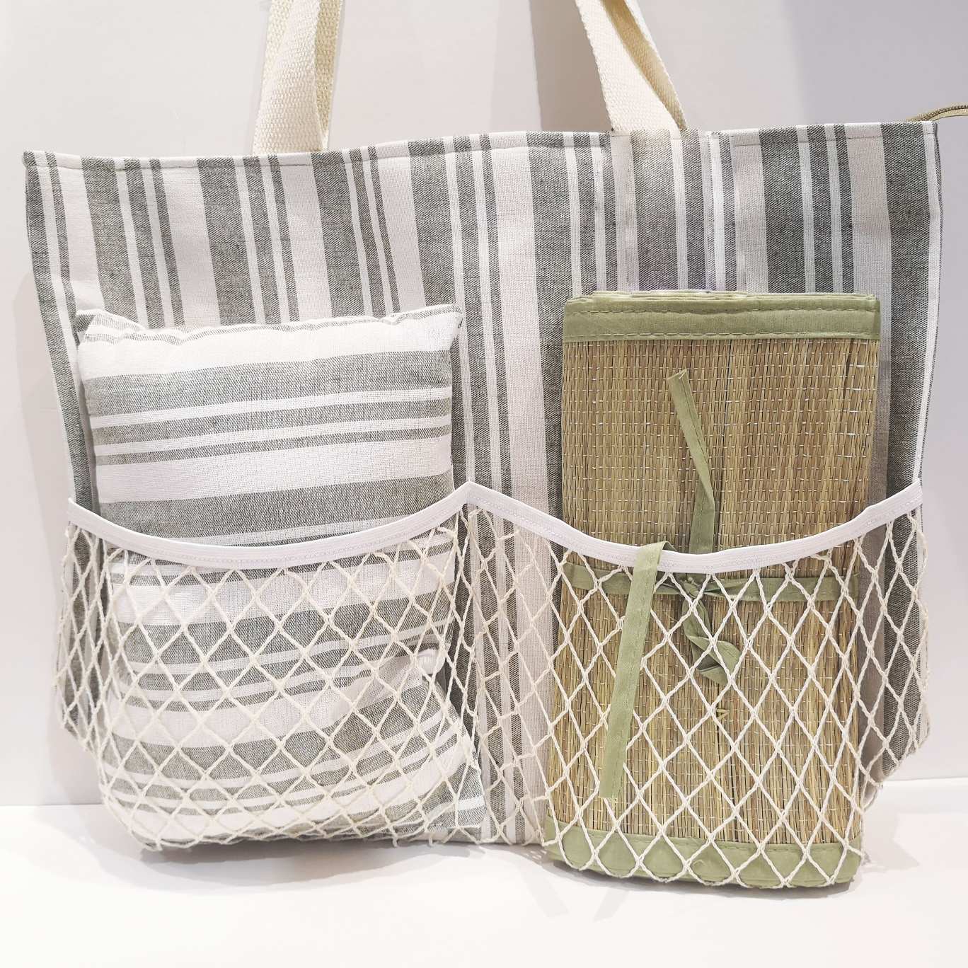 Bolsa de Playa XL con Esterilla y Cojín Integrados | Bolsa Tote de Verano con Cremallera