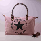 Bolso Tote Vintage de Lona y Cuero