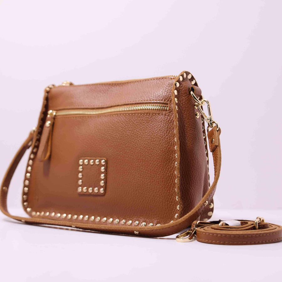 Bolso Bandolera de Piel con Tachuelas