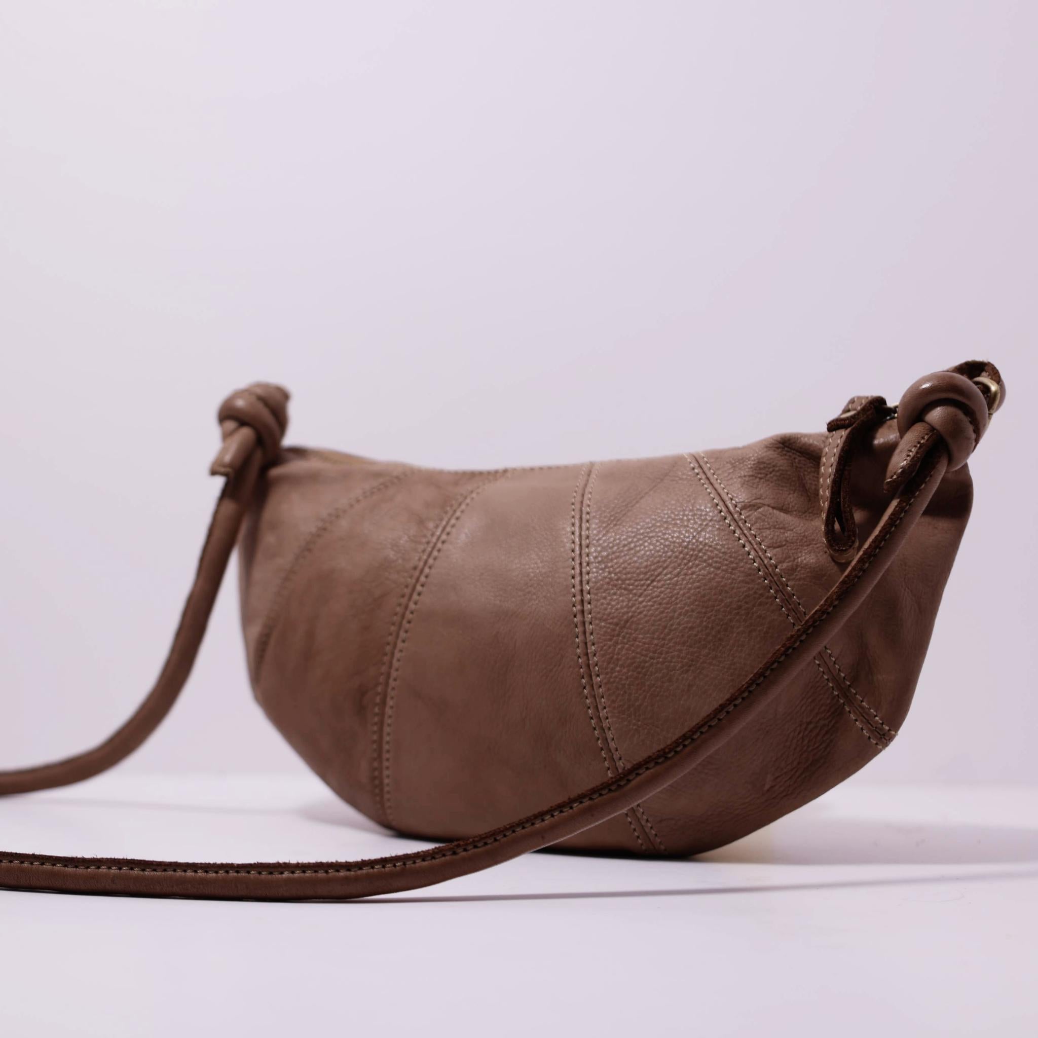 Bolso de hombro de piel genuina con cremallera