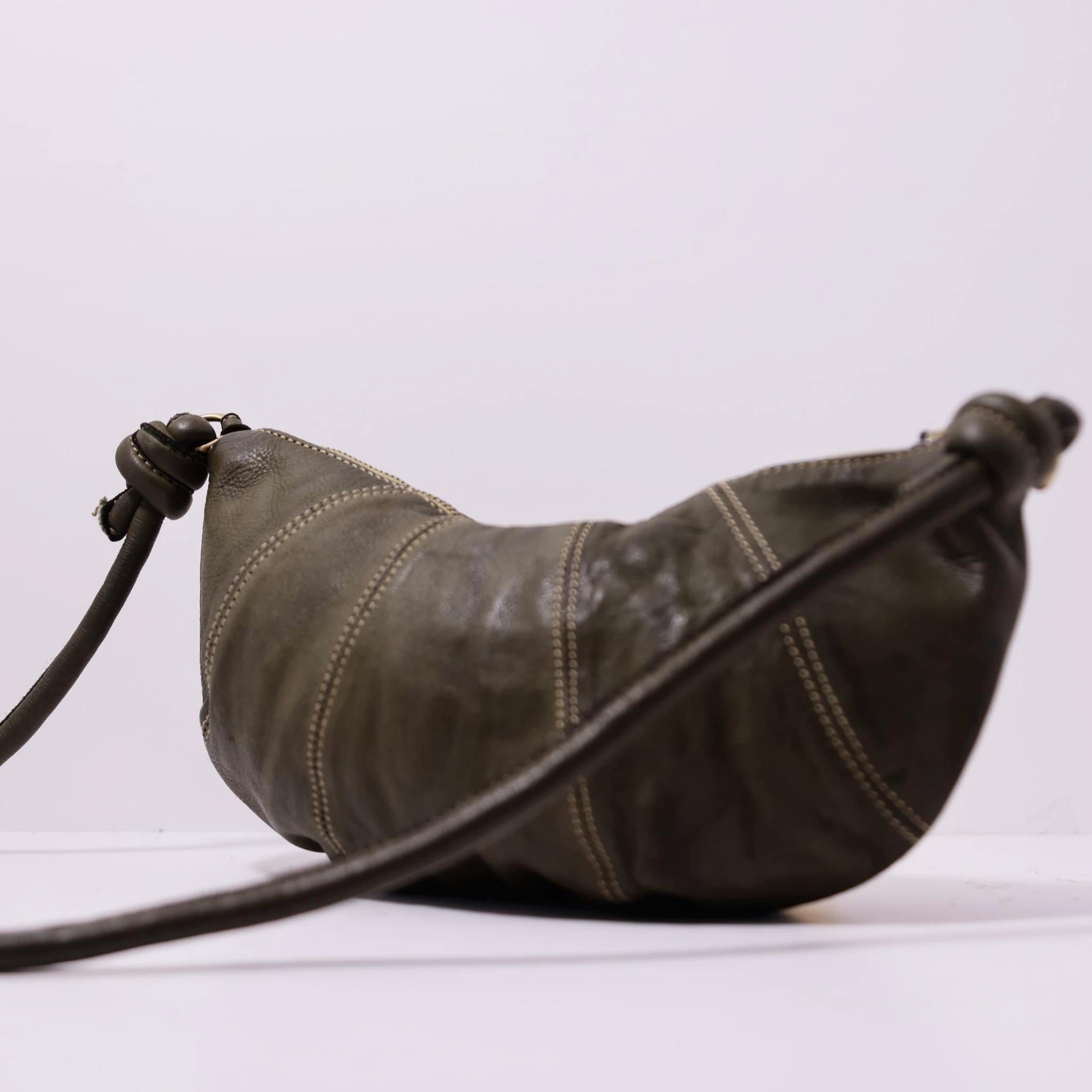 Bolso de hombro de piel genuina con cremallera