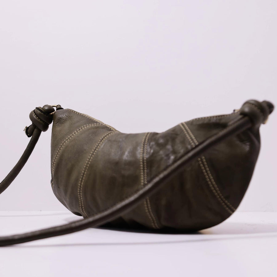 Bolso Hobo de Piel Genuina con Cremallera