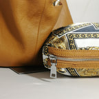 Bolso Hobo Reversible de Piel Genuina con Neceser Interior para Mujer