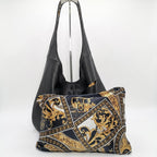 Bolso Hobo Reversible de Piel Genuina con Neceser Interior para Mujer
