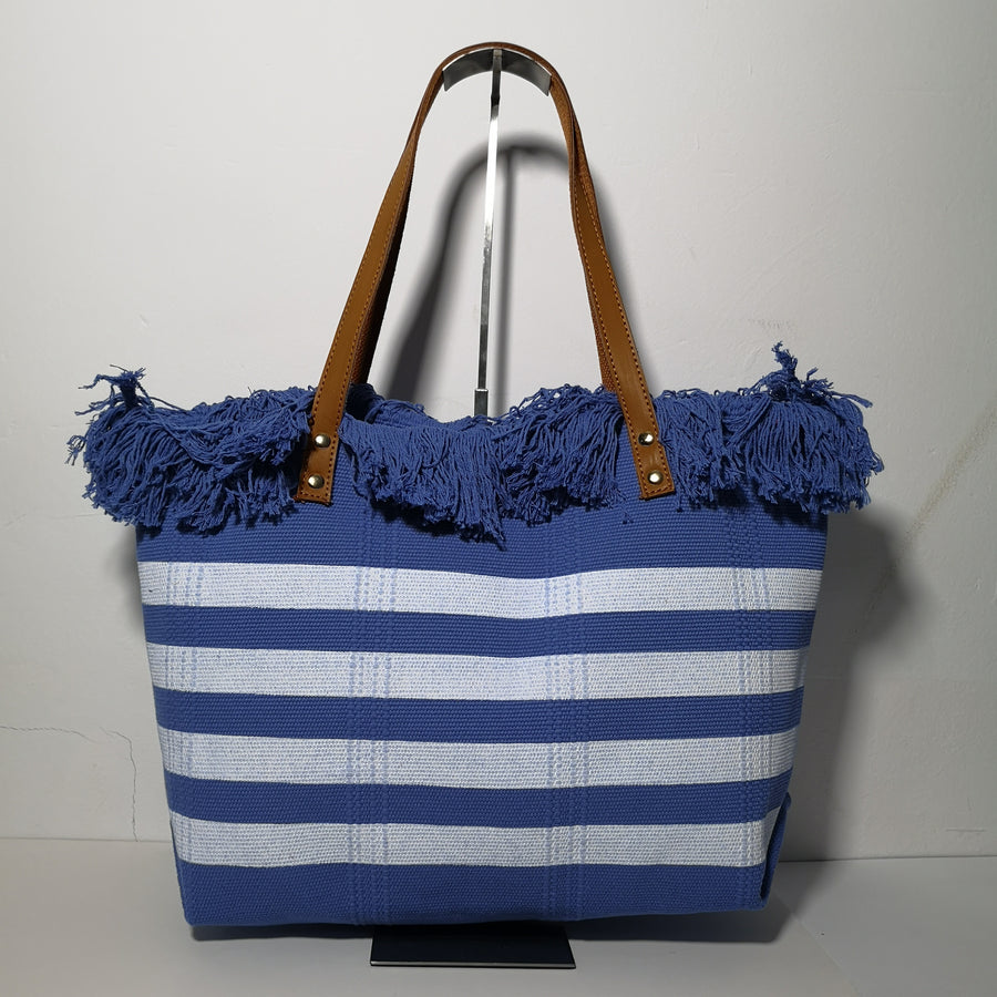 Bolso Tote de Algodón con Rayas Horizontales