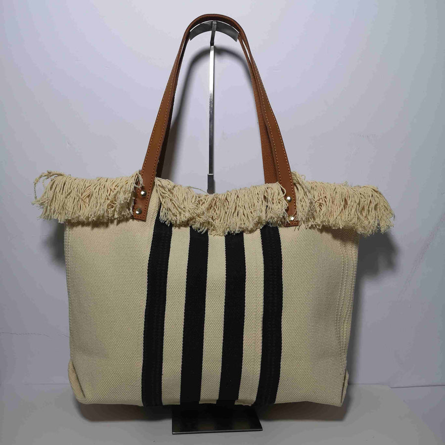 Bolso Tote de Algodón con Rayas Verticales