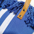 Bolso Tote de Rayas Verticales con Flecos de Algodón para Mujer