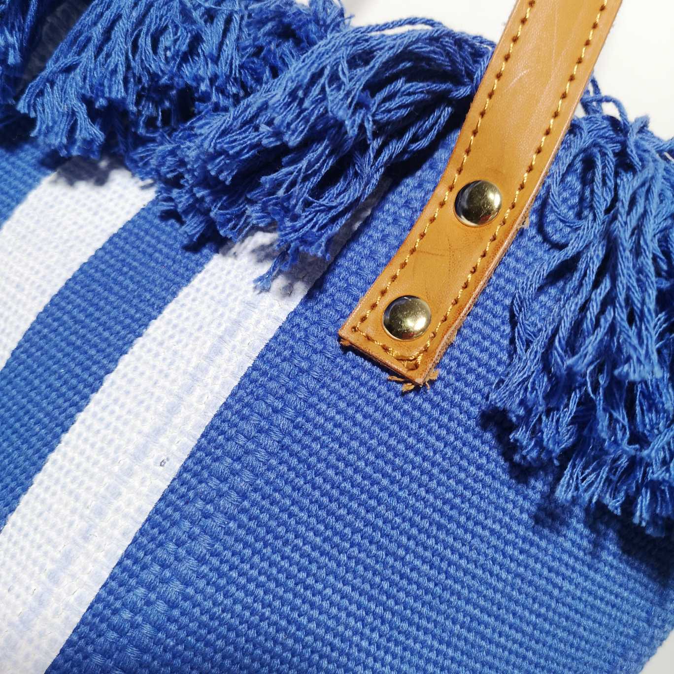 Bolso Tote de Rayas Verticales con Flecos de Algodón para Mujer