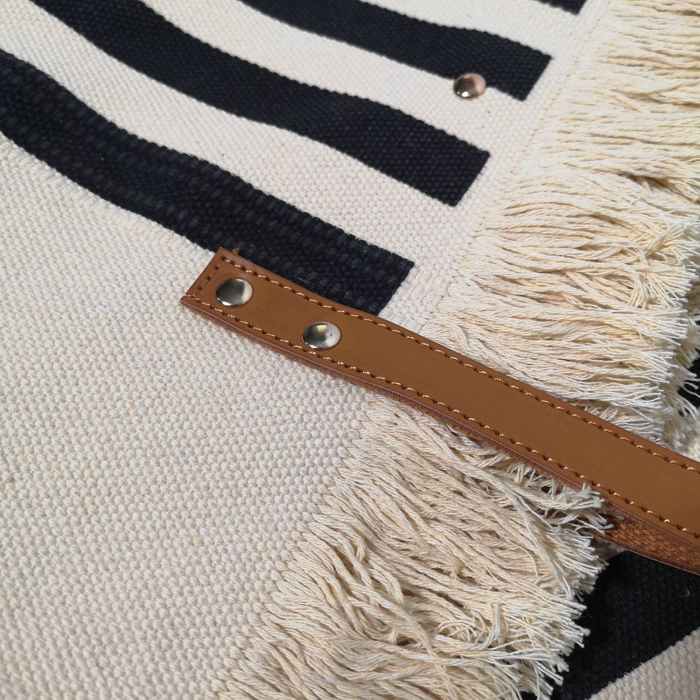 Bolso Tote de Rayas Verticales con Flecos de Algodón para Mujer