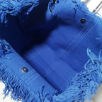 Bolso Tote de Rayas Horizontales con Flecos de Algodón para Mujer