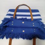 Bolso Tote de Rayas Horizontales con Flecos de Algodón para Mujer