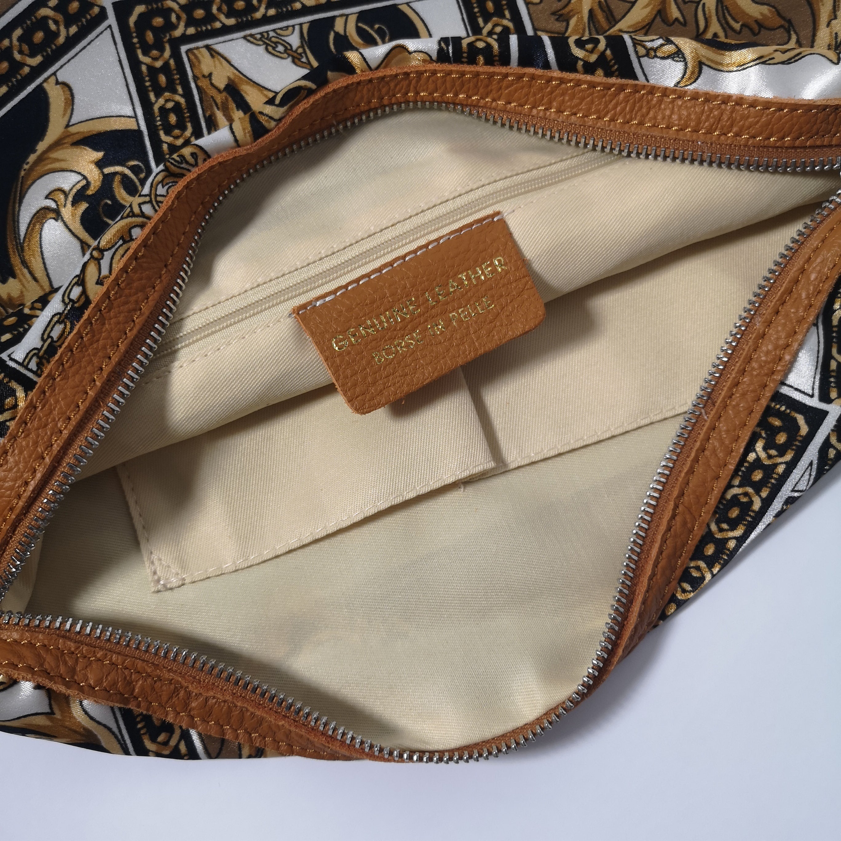 Bolso Hobo Reversible de Piel Genuina con Neceser Interior para Mujer
