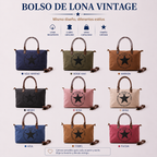 Bolso Tote Vintage de Lona y Cuero